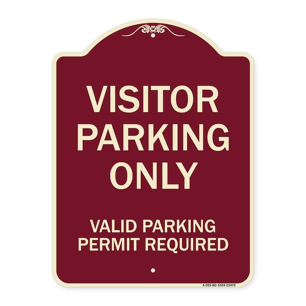 Parking Area Visitors Parking Valid Parking Permit Required Aluminum Sign, 24" x 18", BU-1824-23470